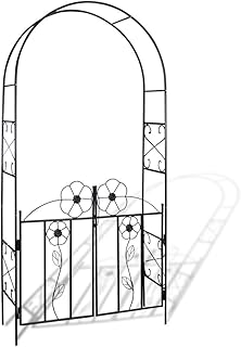 Anself Gartentor mit Rosensäule aus Eisen Schwarz