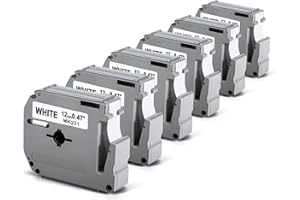 Labelife M-K231 Compatible Label Tape Replacement for Brother PTouch M Tape M231 MK231 M-231 M-K231S 12mm 0.47 Inch, for Brother PTouch PT-M95 PT-85 PT-75 PT-65 Label Makers, Black on White, 6 Pack