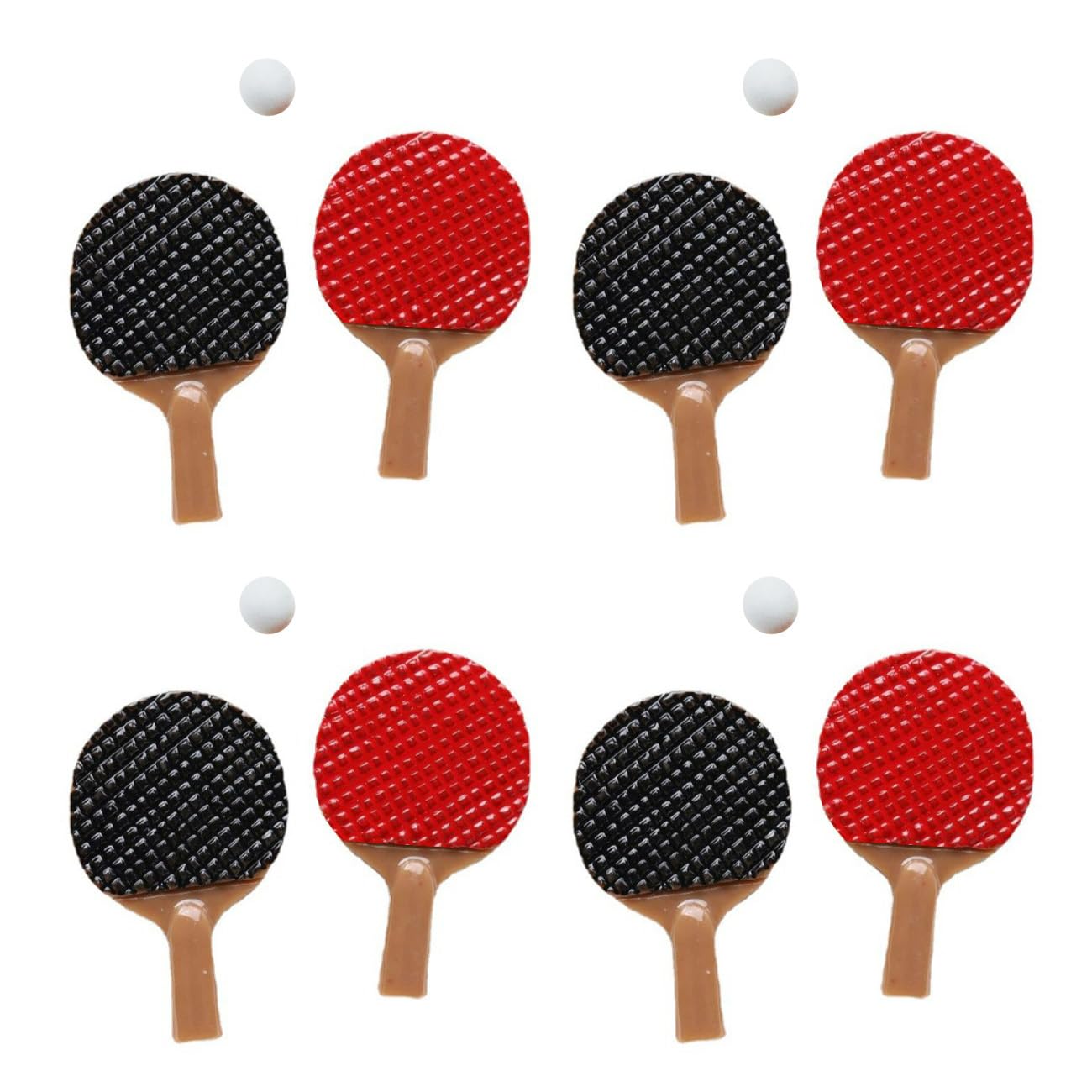 Gaodercha 4 Pairs Mini Table Tennis Bats Dollhouse Decoration Miniature Table Tennis Resin Mini Bats for Dollhouse Ornament Miniature Scene Decoration