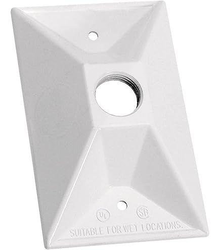 Sigma Electric 1/2-Inch 3-Hole Lamp Holder Cover - White Weatherproof Electrical Box