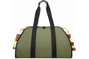 WITSTEP Firewood Carrier Bag, Heavy Duty Wood Log Carrier for Firewood, Sturdy Firewood Carrying Tote Bag with Padded Handle & Securing Strap