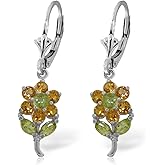Galaxy Gold GG 14K Solid Gold Flower Earrings with Citrines and Peridots