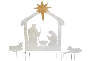 NEW CREATIVE Evergreen Garden Beautiful Decorative Laser Cut Metal 3 Piece Nativity Yard Scene - 30 x 1 x 50 Inches Fade and Weather Resistant Indoor/Outdoor Decoration for Homes, Yards and Gardens