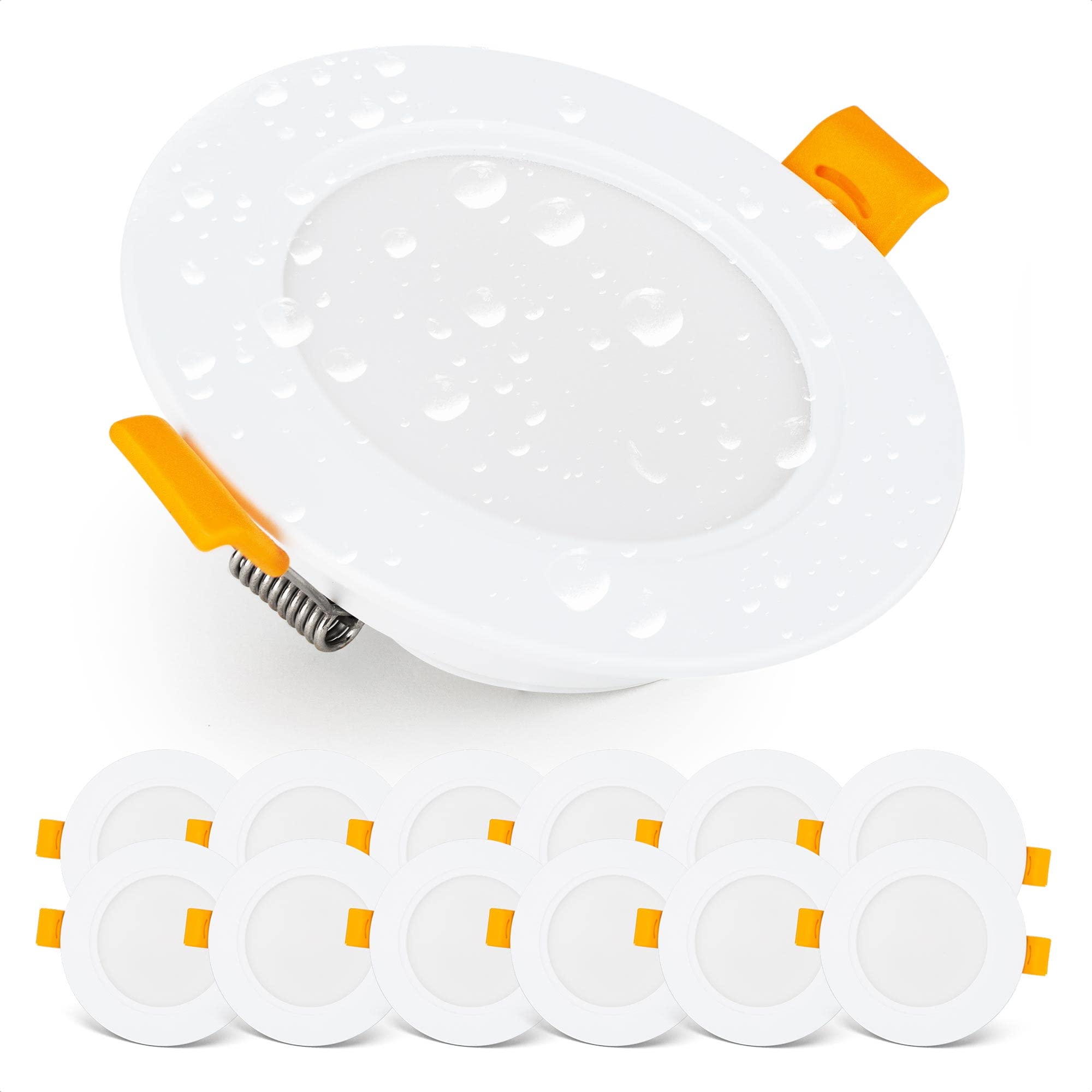 EMOS LED Downlights for Ceiling, 5W/500 Lumens, Warm White 3000K | IP54 Waterproof LED Spot Lights for Bathroom etc. | Set of 12 Recessed LED Ceiling Light, White