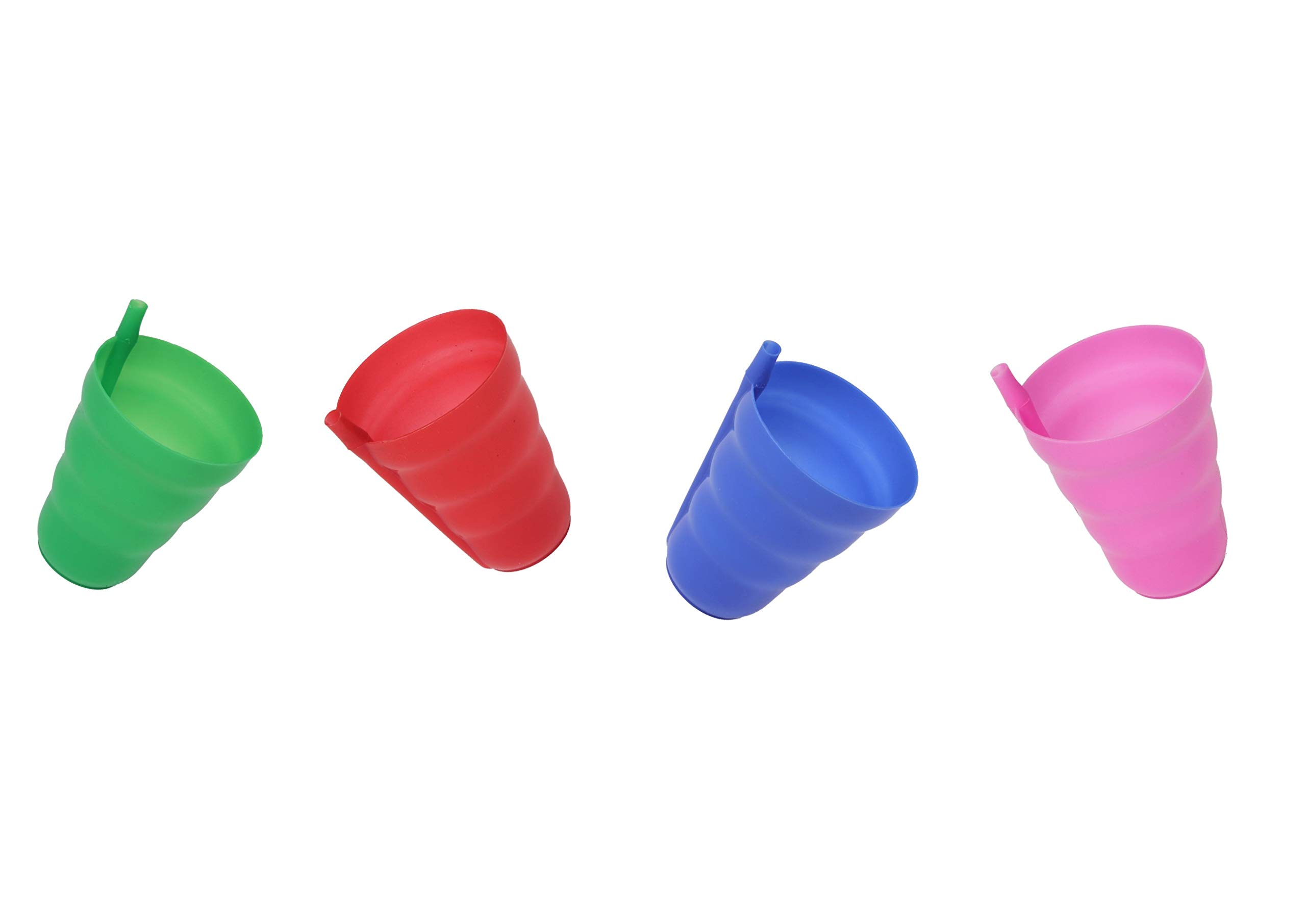 Sweetie Cup with built in straw For Kids Includes PINK, RED, BLUE, GREEN (4 Pack)