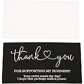 Vagocom 200Pcs Thank You for Supporting My Business Cards,2 x 3.5 Inches / 9 x 5 cm Bulk Small Thanks Greeting Cards for Essential Packaging Supplies,Customer Appreciation