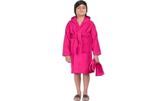 ALLEN & MATE 100% COTTON Hooded Kids Bathrobe – 380 GSM, Safety Certified, Soft Lightweight & Absorbent Robe for Boys & Girls