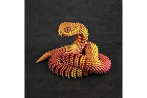 TITIC 3D Printed Snake Animals Toys, Articulated Flexible 3D Printed Viper Fidget Toy, Realistic Slithering Design, Home Office Executive Desk Decor (red Gold, 12 in)