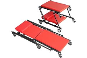 Big RED 36" Rolling Foldable Automotive Creeper， Car Creeper, 2-in-1 Garage Shop Creeper for Auto Repair, 300 Lbs Capacity, Red，TAM6505RR Torin