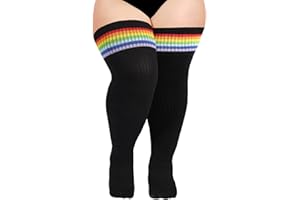 Moon Wood Plus Size Thigh High Socks for Thick Thighs- Womens Knit Cotton Extra Long Over the Knee High Socks Leg Warmer