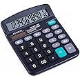 LIJUST Calculators, KK-837-12S Standard Function Desktop Calculator, 12 Digit Large LCD Display, Battery and Solar Powered Basic Calculators for Office, Primary School, Market or Home Use, Black