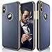 LOHASIC for iPhone Xs Case, Leather Luxury Anti-Slip Grip Scratch Resistant Protective Cover for iPhone X (2018) - Navy Blue