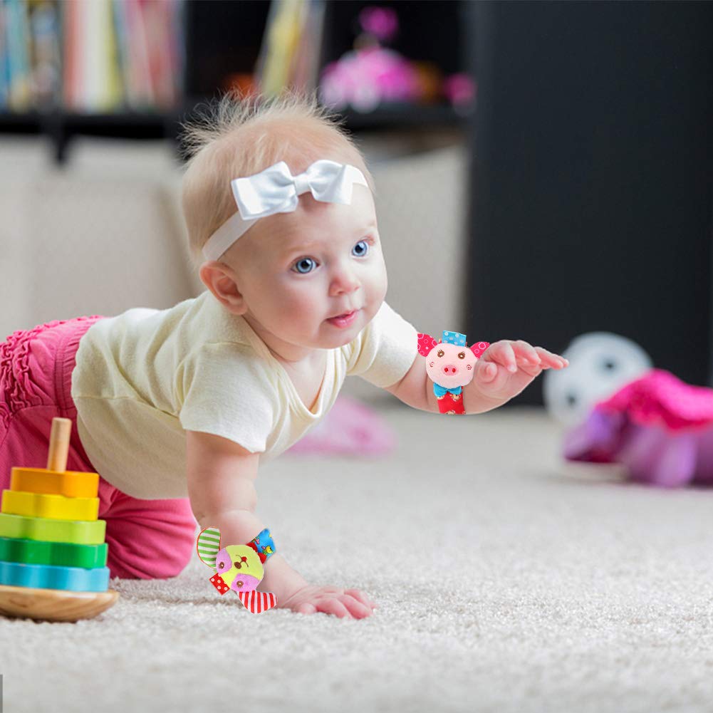 deardeer baby infant animal wrist and feet rattles