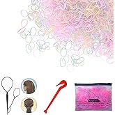 1500PCS Small Hair Ties Mini Plastic Elastics Rubber Bands No Damage & 3 Hair Styling Tools, Ponytail Holders Remover Comb Bu