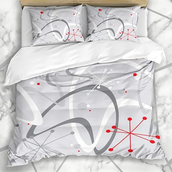 Conjuntos de funda nórdica Azulejo Rojo Mediados de siglo Blanco