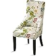 Liykimt Stretch Wingback Side Chair Slipcover-Accent Chair Cover Slipcover with Arm,Washable Upholstered Arm Dining Chair with Nailed Trim Protector for Dining Living Room(Beige/Olive Green,1)