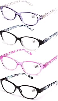Pack de 4 Gafas de Lectura Vista Cansada Presbicia, Graduadas Dioptrías  +1.00 hasta +4.00,