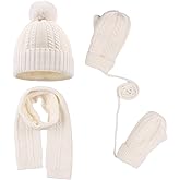 Kids Winter Hat Scarf Mittens Set Toddler Knitted Beanie Girls Fleece Children Neck Warmer Boys Warm Gloves 2-7 Years