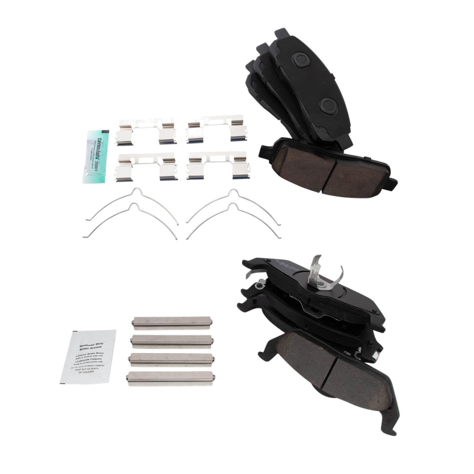 TRQ Front and Rear Brake Pad Set Ceramic Hardware Compatible with 2009 Ford F-150 Image
