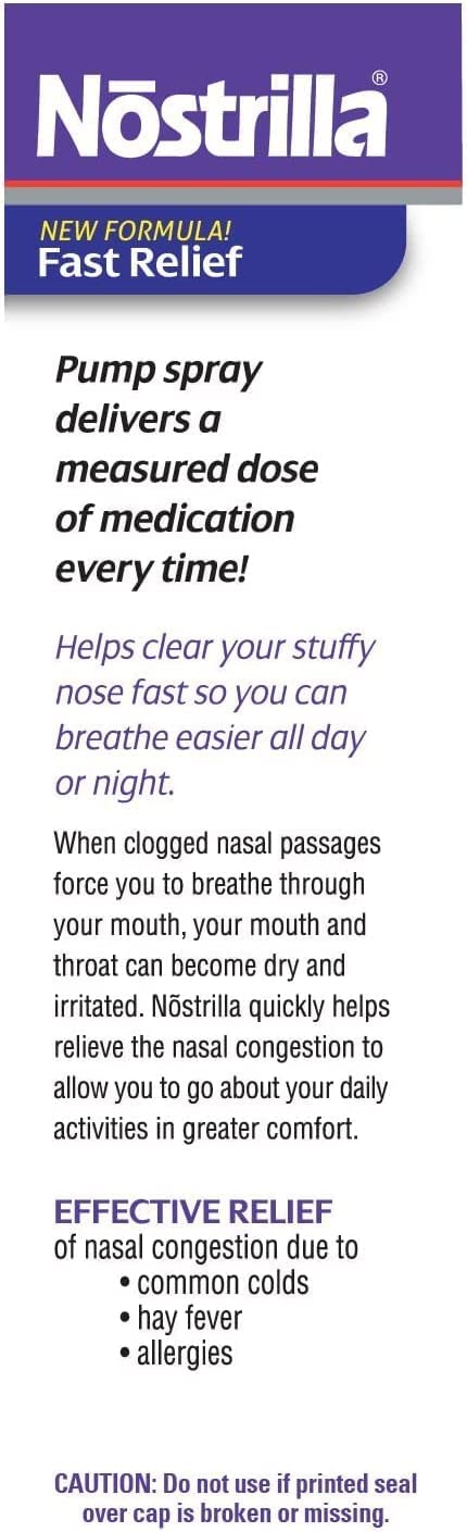 Nostrilla Nasal Decongestant Spray, Stuffy Nose Relief, 0.5 oz (3 Pack)