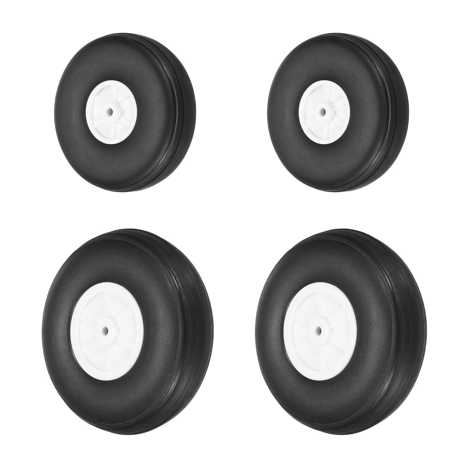 sourcing map RC Airplane Wheels Set, 2.5"/3" Dia RC Airplane Aircraft Rubber Foam Wheel Replacement for DIY Model Plane Aircraft Helicopter Pack of 4