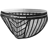 Kinizpl Men's Jockstrap Sexy Mesh Underwear See Through bikini Briefs Breathable Thin Bulge Pouch Underwear Thongs Jock Strap Athletic Supporters Black