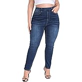 HDE Women's Plus Size Skinny Jeans with Pockets