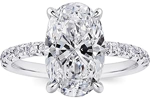 RURULUYA 3.5CT Oval Cut Engagement Rings for Women,Simulated Diamond Ring,925 Sterling Silver 18K Yellow/White Gold Plated Promise Ring