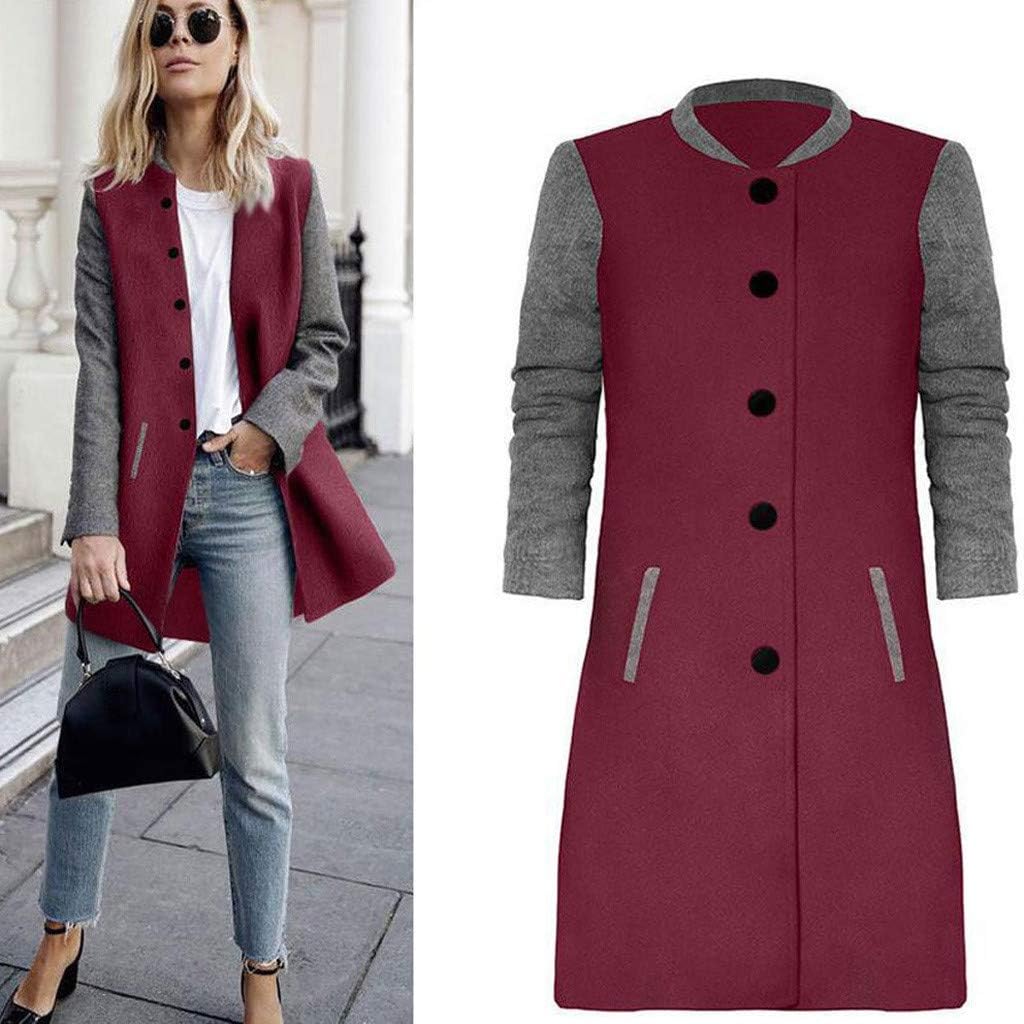 WUAI-Women Long Sleeve Open Front Cardigan Jackets Lightweight Color Block Button Blazer Suit Jackets Coats: Clothing