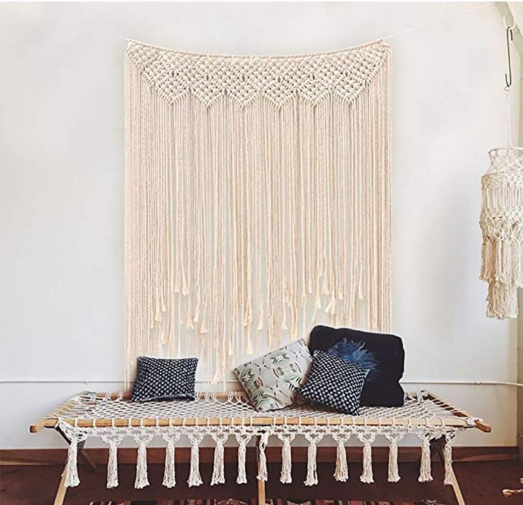 Achart Macrame Wall Hanging Large Handmade Cotton Woven Wall Tapestry Boho Wedding Wall Decor Boho Hanger Home Decoration Wall Pediments (Beige, 31.5'' x 45.28'')