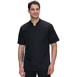 Chef Coat for Men Short Sleeve Chef Jacket Uniform for Kitchen, Restaurant | Breathable Fabric, Professional Kitchen Wear, Ea