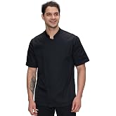 Chef Coat for Men Short Sleeve Chef Jacket Uniform for Kitchen, Restaurant | Breathable Fabric, Professional Kitchen Wear, Easy Care, Stain-Resistant, Culinary, Two-Way Zipper