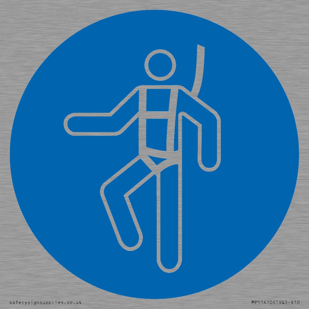 Mandatory: Wear a safety harness Sign - 100x100mm - S10