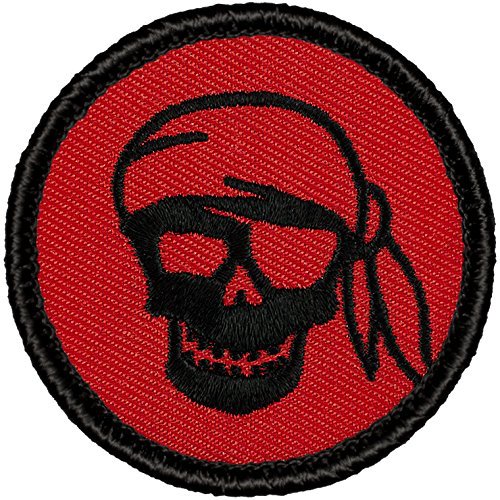 Retro Red and Black Pirate Skull Patrol Patch - 2