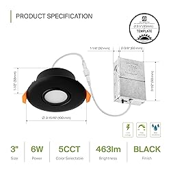 ASD 6 Pack 3 Inch Gimbal LED Recessed Lighting with