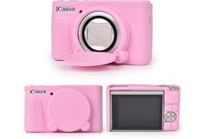 MUZIRI KINOKOO Camera Case for Canon PowerShot SX740 SX730 HS Camera - Soft Silicone Bag for Canon SX730 SX740 HS Camera with Removeable Lens Cover - Slim Fit Lightweight - Pink