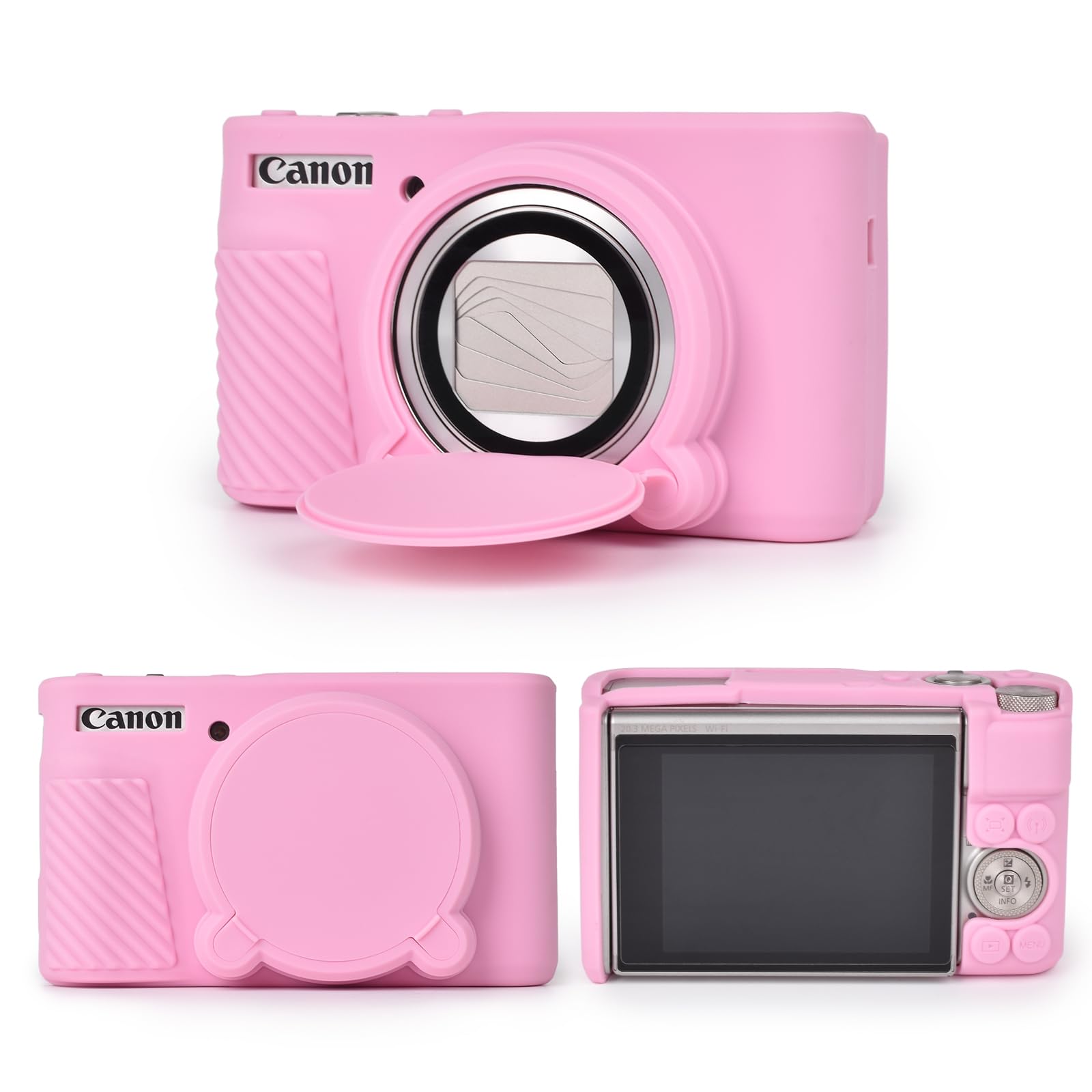 MUZIRI KINOKOO Silicone Case for Canon PowerShot SX740 SX730 HS Camera - Soft Rubber SX730 SX740 HS Protective Case with Removeable Lens Cover - Slim Fit SX740 sx730 HS Case- Pink