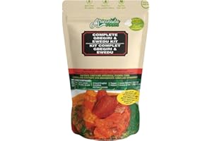 Africanada Foods Complete Gbegiri and Ewedu Kit with individual packed beans flour, jute(ewedu) leave, pepper, locust beans, 