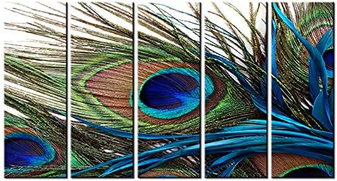 Large Modern Giclee Canvas Prints Artwork Beautiful Peacock Feather Gorgeous Color Picture Printed on Canvas Art for Wall Decor (WOOD FRAME)