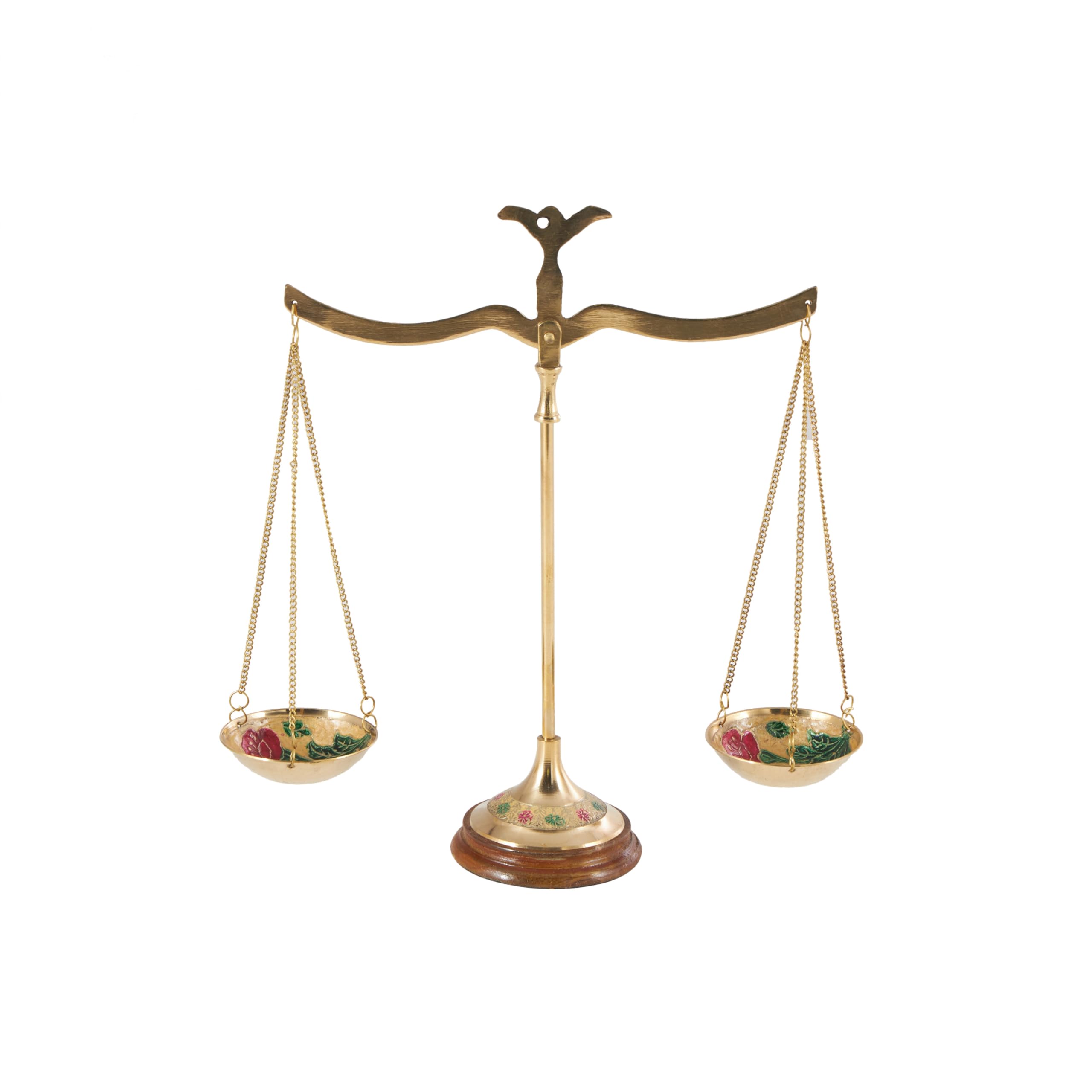 Deco 79 Metal Small Vintage Style Decorative Scales with Red and Green Floral Accents, 12