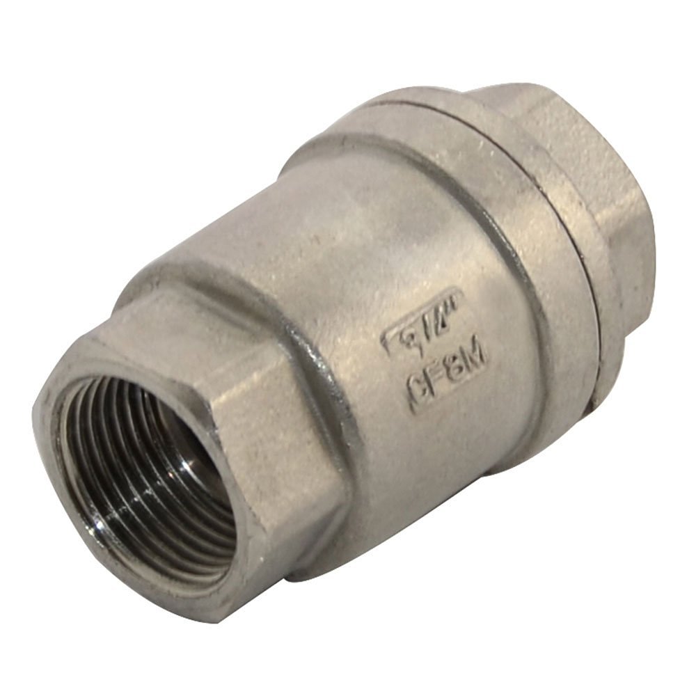 Vertical Check Valve,316 Stainless Steel,3/4 Spring Loaded Inline Low