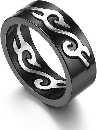 Amazon ｊｅｗｅｌｒｙｗｅ ステンレスリング 指輪 メンズ リング おしゃれ 炎 トーテム 取り外し可能 欧米風 ファッションアクセサリー 彼氏プレゼント ブラック ホワイト ジュエリー 通販