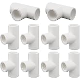 10 Pack PVC Schedule 40 Female Tee 1/2 Inch SOC x FPT x SOC, 402-005, White | 3 Way Connection, Slip Socket x Female Thread Configuration, Pipe Fitting for Garden, Greenhouse, Irrigation &amp; DIY Projects