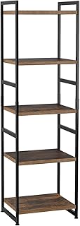 Homfa Standregal Regal mit 5 Etagen Bücherregal Hochregal Küchenregal Pflanzenregal Blumrenregal Badregal aus Metall und Holz Vintage-Industrial-Design schwarz 150x45x35cm