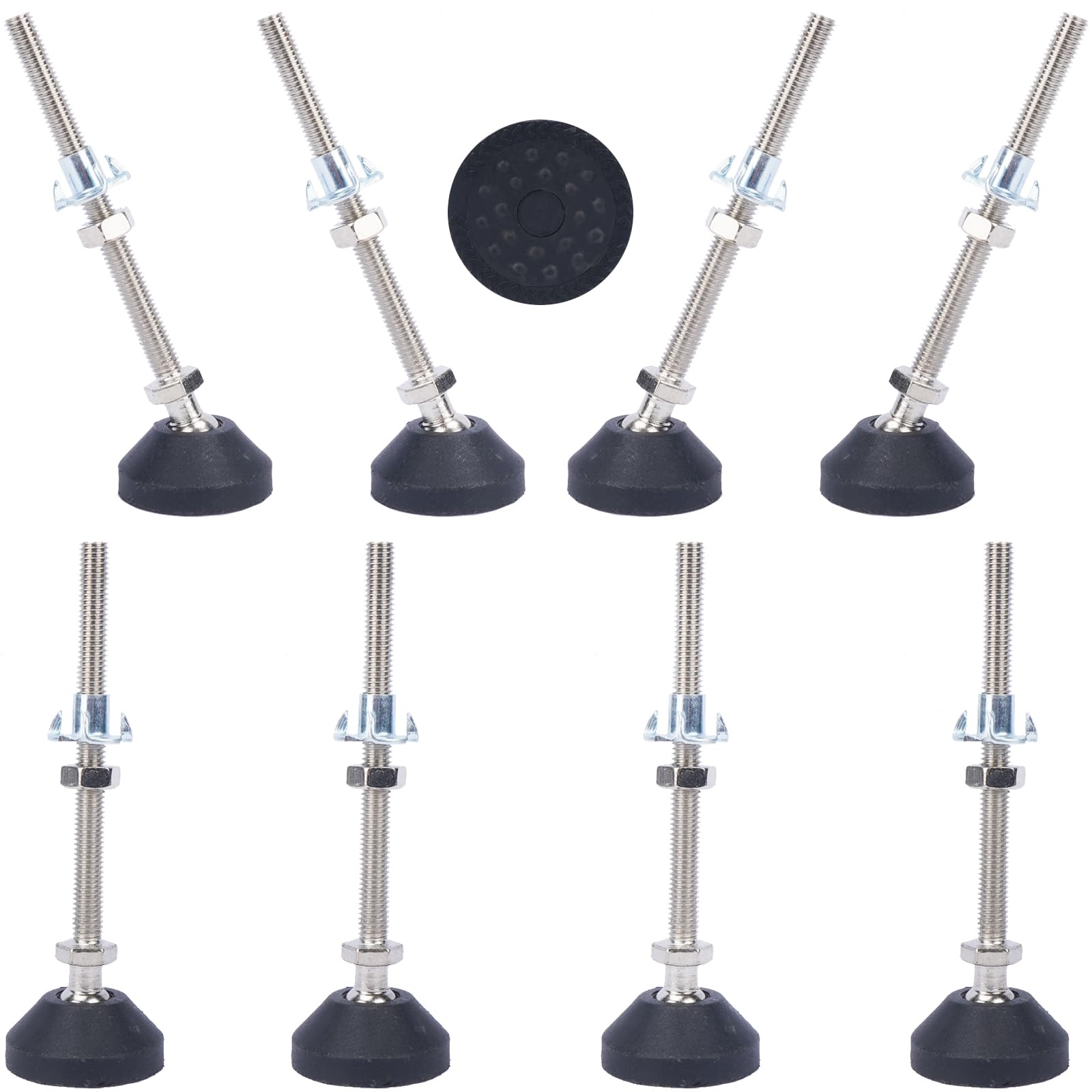 Minnhua 8PACK Adjustable Feet Levelling Feet Adjustable Furniture Feet M8 x 100mm Furniture Levellers Furniture Screw Feet with T-Nuts Non-Slip Base for Furniture