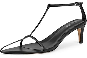 VIUGJNEX Strappy Heeled Sandals for Women with Open Pointed Toe, Interwoven T-Strap, Adjustable Ankle Strap, and Comfortable Low Kitten Heel, Wide Width Heels for Women