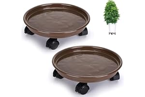 Yiting Plant Caddy with Wheels Heavy-Duty Rolling Plant Stand with Wheels Plant Dolly with Casters for Indoor and Outdoor Plant Roller Base Plant Saucer Mover (13 inch, Brown)