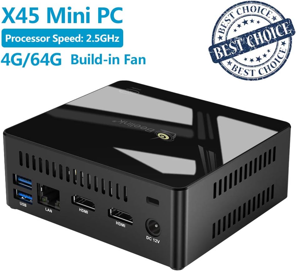 Mini PC Desktop, Windows 10 64-bit Intel J4105 HD Graphics, Ddr3 4GB/64GB IEEE/4K/1000M LAN/2.4GHz+5.8GHz WiFi/b/g/n 4.0 [Dual Output - VGA/HDMI] (4+64G / 2.5GHz / Windows 10)