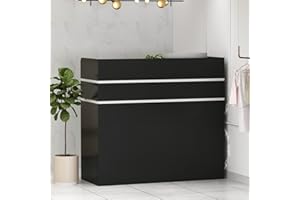 FUFU&GAGA Reception Desk with Counter, 3 Drawers & Storage Shelves, Reception Counter Table with Private Panels, for Salon Reception Room Checkout Office, Black (47.3" W x 18.3" D x 43.3" H)