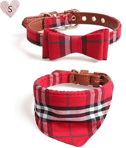 Amazon Co Jp 犬 首輪 バンダナ Imikoko 猫 首輪 かわいい 犬猫ネックスカーフ 蝶結び 6穴 調節可能 猫ちゃん 小型犬用 ペット用品 2個セット S レッドの格子 家電 カメラ